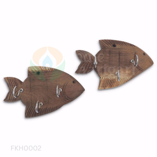 Handcrafted Wooden Fish Key Holder-Wall Organizer