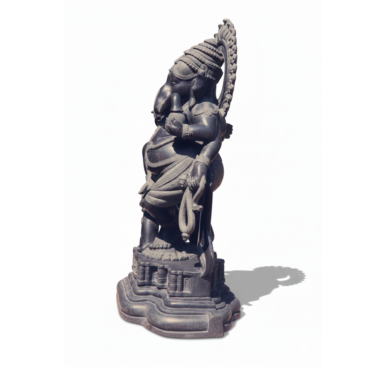 Nritya Ganapati - Black Granite Stone Statue