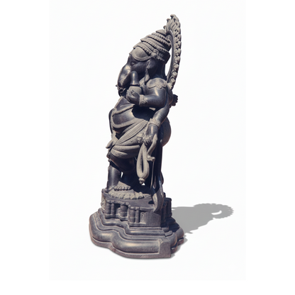 Nritya Ganapati - Black Granite Stone Statue
