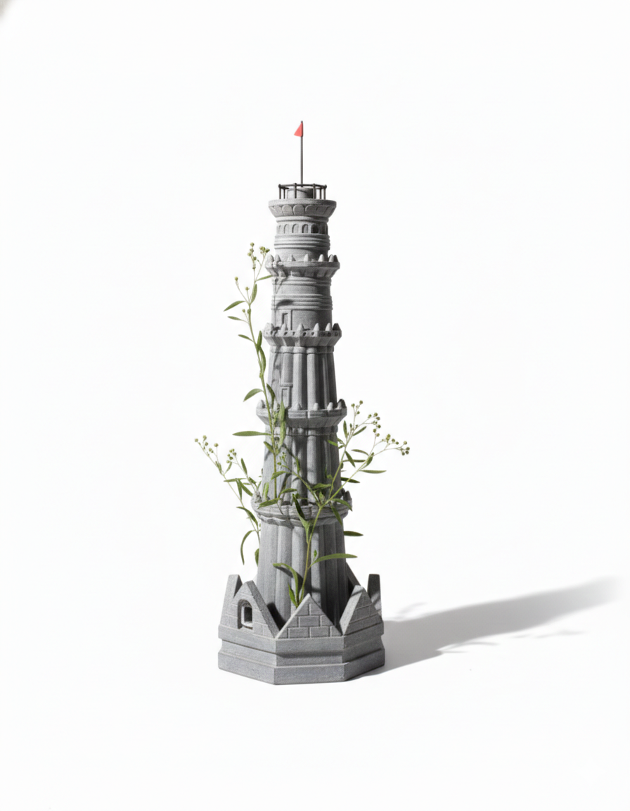 Grandeur in Miniature: Architectural Stone Tower Model