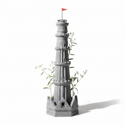Grandeur in Miniature: Architectural Stone Tower Model
