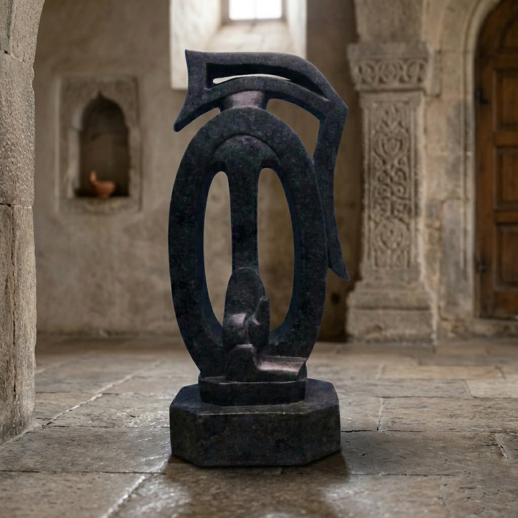Glossy Khiching Granite Abstract Ganesh | High-Sheen Luxury Stone Idol |  Indie Kaarigari  Hand-Carved "Sattva: Sacred"