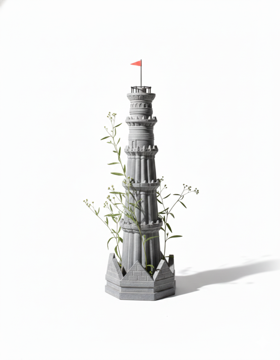Grandeur in Miniature: Architectural Stone Tower Model