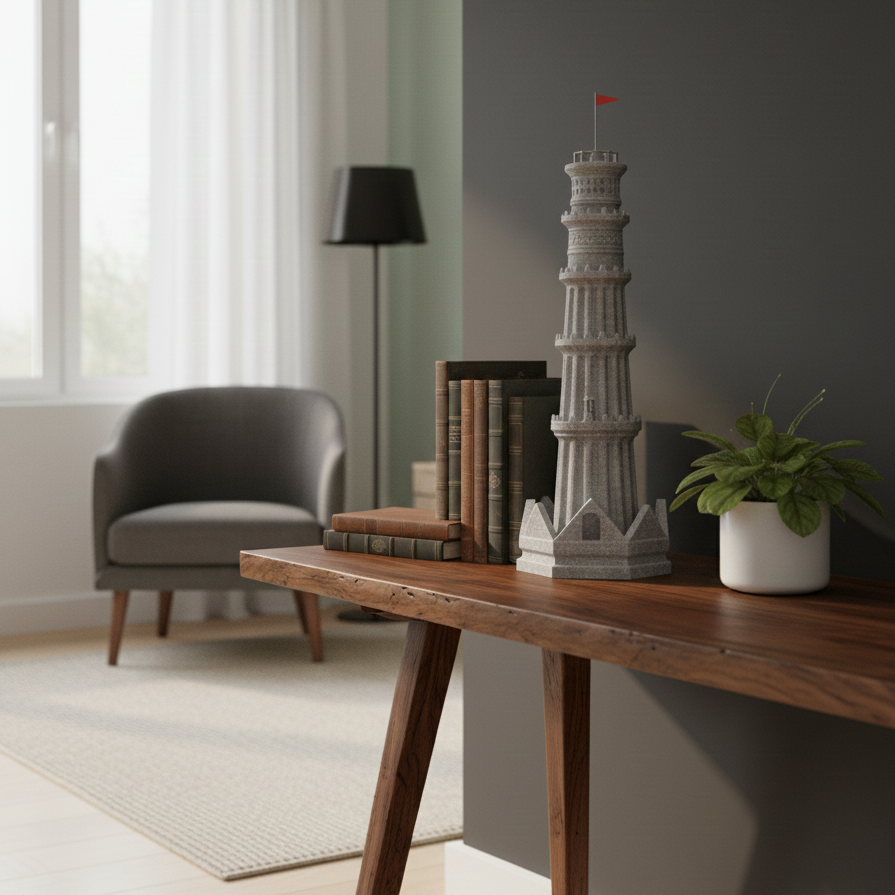 Grandeur in Miniature: Architectural Stone Tower Model