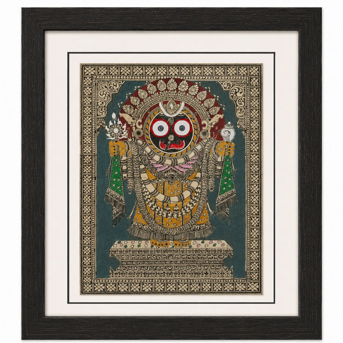 Shri Jagannath —Hand Carved Artwork On Palm-Leaf Using 100% Natural Pigments