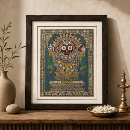 Shri Jagannath —Hand Carved Artwork On Palm-Leaf Using 100% Natural Pigments