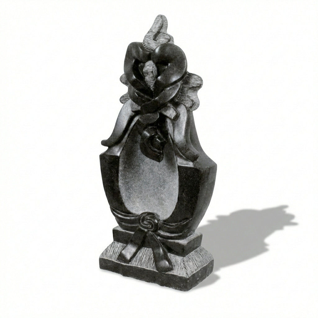 Abstract Ganesha Stone Idol – Khiching Black Granite Sustainable Spiritual Decor for Vastu & Luxury Mandirs | Indie Kaarigari Hand-Carved  "Sattva: Sacred"