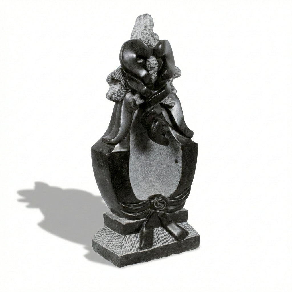 Abstract Ganesha Stone Idol – Khiching Black Granite Sustainable Spiritual Decor for Vastu & Luxury Mandirs | Indie Kaarigari Hand-Carved  "Sattva: Sacred"