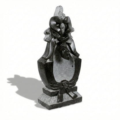 Abstract Ganesha Stone Idol – Khiching Black Granite Sustainable Spiritual Decor for Vastu & Luxury Mandirs | Indie Kaarigari Hand-Carved  "Sattva: Sacred"