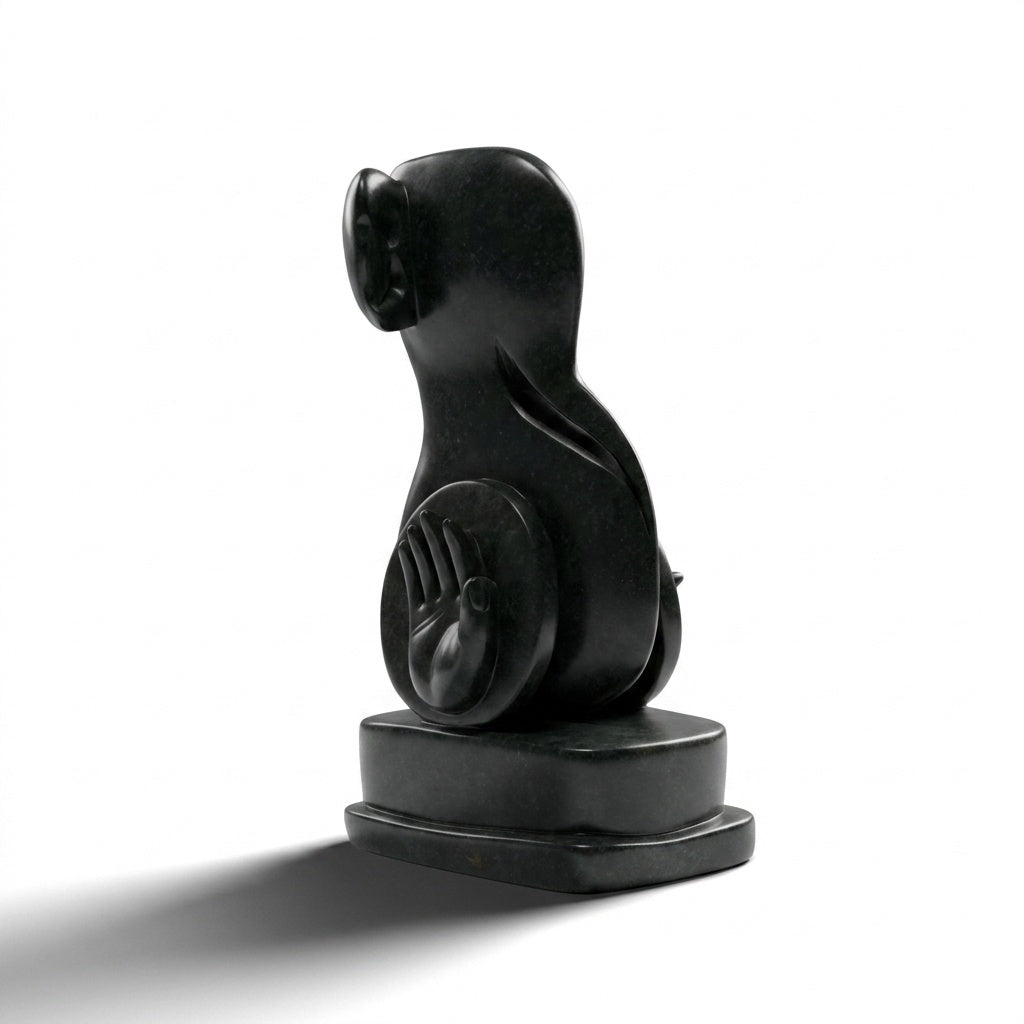 Lord Ganesha Stone Idol – Khiching Granite abstract for Vastu & Rituals | Indie Kaarigari Hand-Carved "Sattva: Sacred"