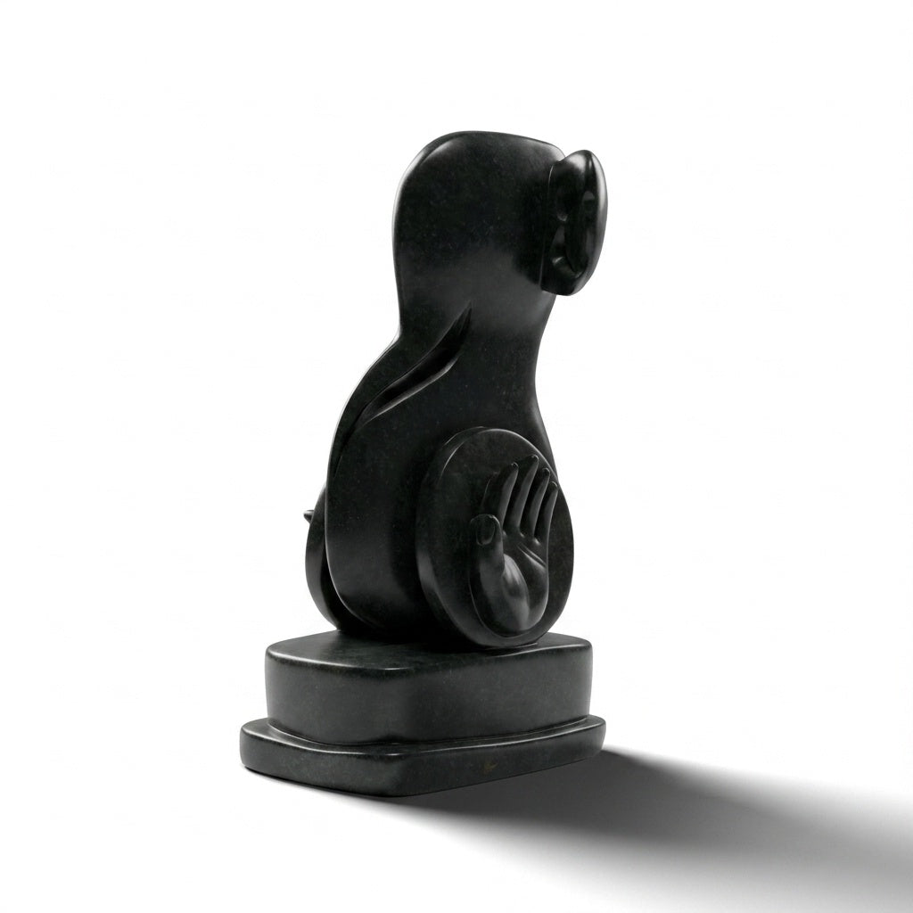 Lord Ganesha Stone Idol – Khiching Granite abstract for Vastu & Rituals | Indie Kaarigari Hand-Carved "Sattva: Sacred"