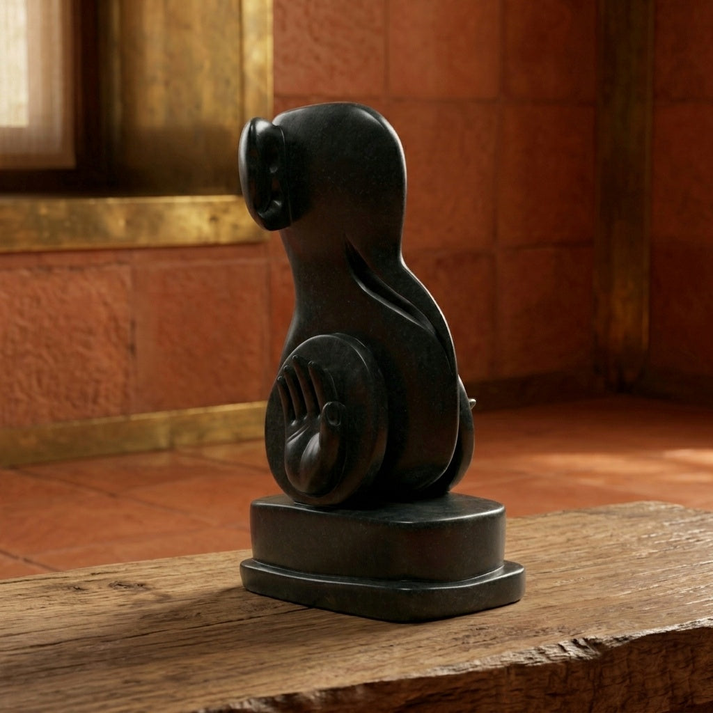 Lord Ganesha Stone Idol – Khiching Granite abstract for Vastu & Rituals | Indie Kaarigari Hand-Carved "Sattva: Sacred"