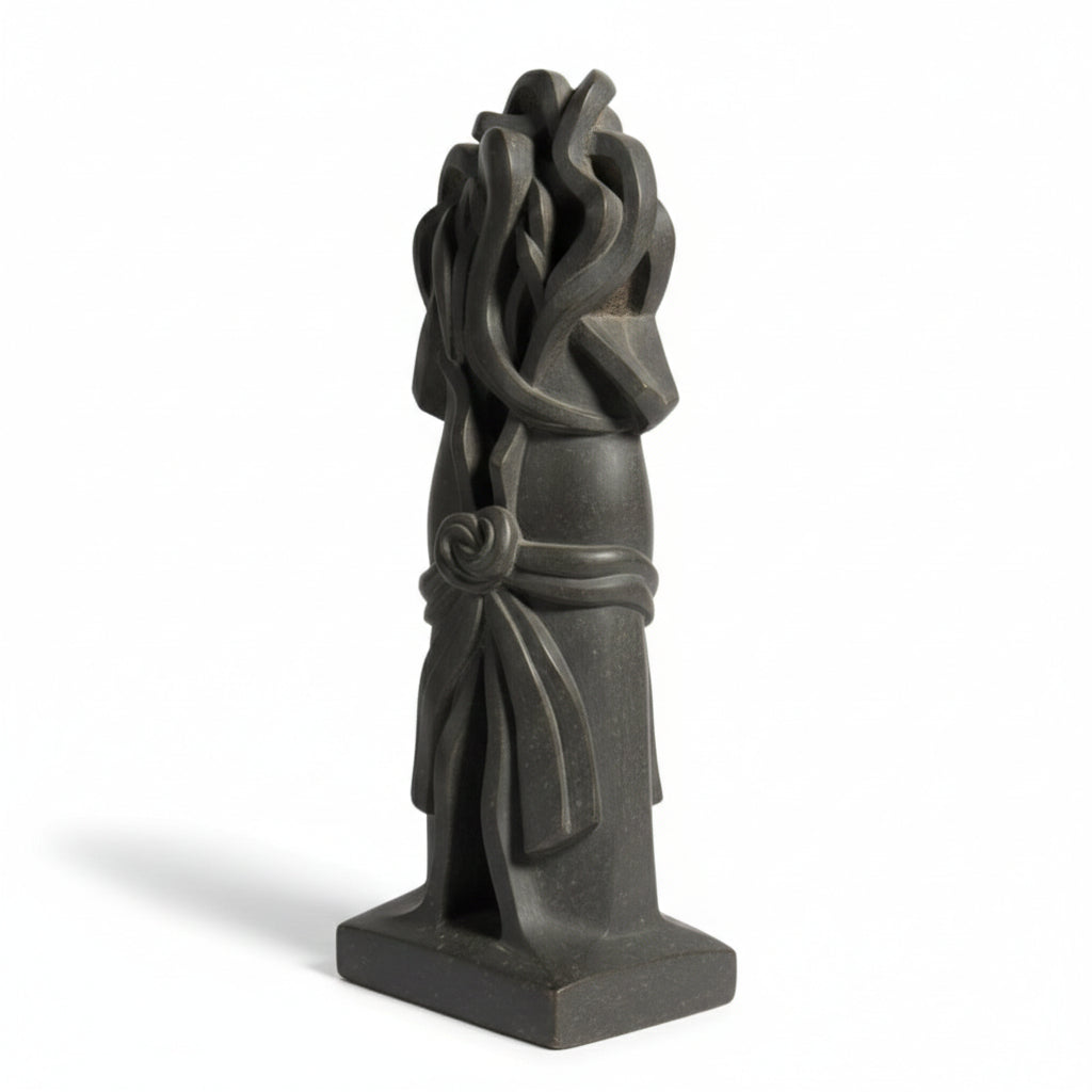 Standing Ganesha Stone Idol – Khiching Black Granite Sustainable Luxury Decor for Grand Entrances & Vastu Interiors | Indie Kaarigari Hand-Carved "Sattva: Sacred”