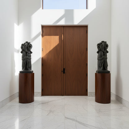 Standing Ganesha Stone Idol – Khiching Black Granite Sustainable Luxury Decor for Grand Entrances & Vastu Interiors | Indie Kaarigari Hand-Carved "Sattva: Sacred”
