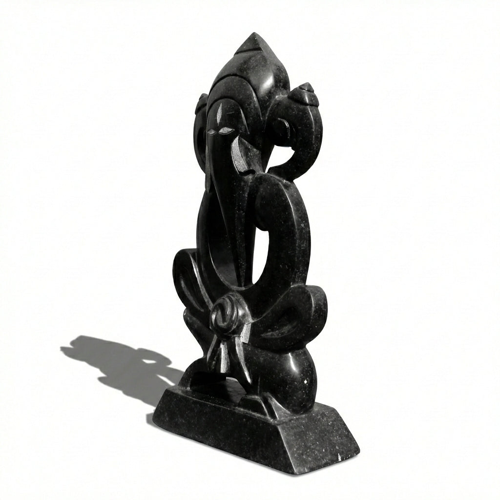 Sitting Ganesha – Khiching Black Granite Spiritual Idol for Vastu, Modern Mandirs & Luxury Home Decor | Indie Kaarigari Hand-Carved  "Sattva: Sacred"