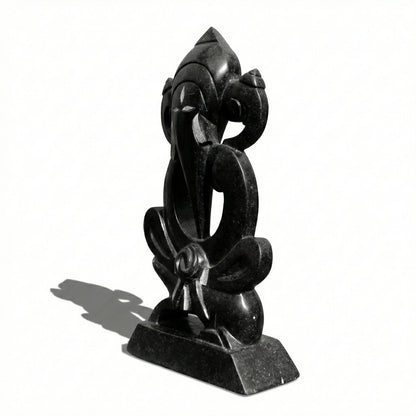 Sitting Ganesha – Khiching Black Granite Spiritual Idol for Vastu, Modern Mandirs & Luxury Home Decor | Indie Kaarigari Hand-Carved  "Sattva: Sacred"