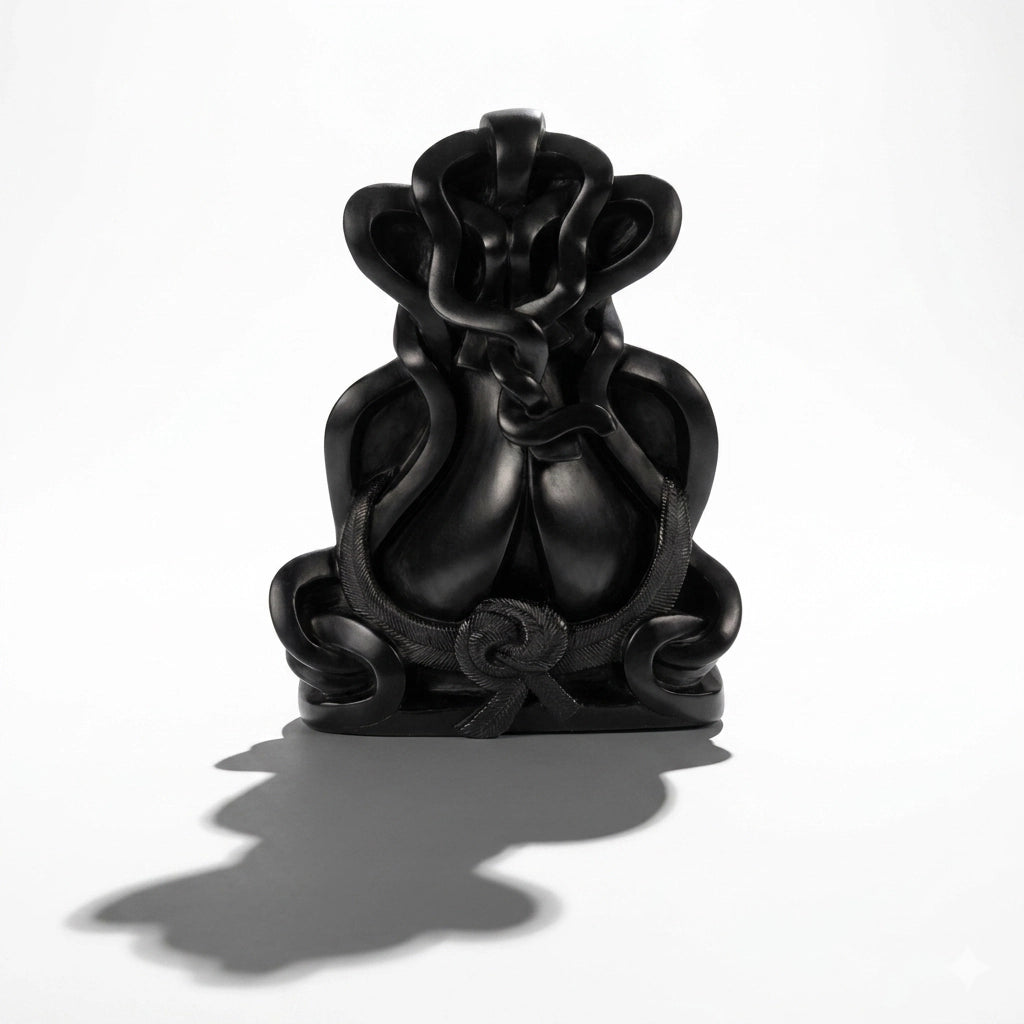 Shree Ganesha Abstract Sitting Idol– Khiching Black Granite Sustainable Spiritual Sculpture for Vastu, Zen Decor & Luxury Interiors | Indie Kaarigari Hand-Carved
