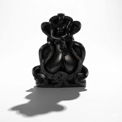 Shree Ganesha Abstract Sitting Idol– Khiching Black Granite Sustainable Spiritual Sculpture for Vastu, Zen Decor & Luxury Interiors | Indie Kaarigari Hand-Carved