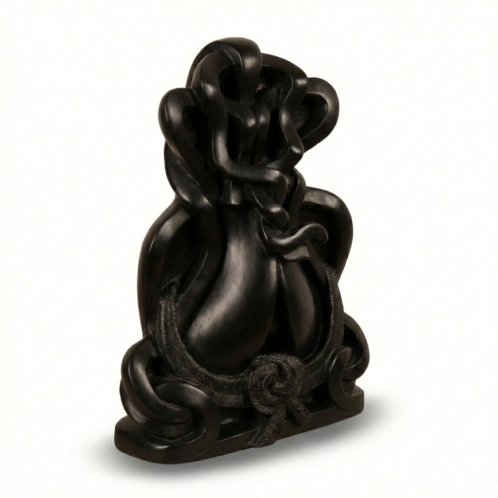 Shree Ganesha Abstract Sitting Idol– Khiching Black Granite Sustainable Spiritual Sculpture for Vastu, Zen Decor & Luxury Interiors | Indie Kaarigari Hand-Carved