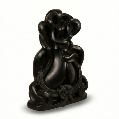 Shree Ganesha Abstract Sitting Idol– Khiching Black Granite Sustainable Spiritual Sculpture for Vastu, Zen Decor & Luxury Interiors | Indie Kaarigari Hand-Carved