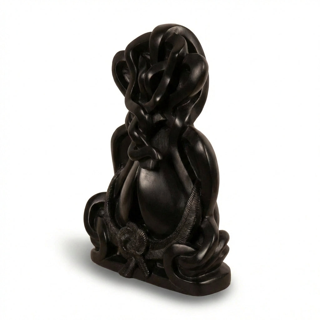 Shree Ganesha Abstract Sitting Idol– Khiching Black Granite Sustainable Spiritual Sculpture for Vastu, Zen Decor & Luxury Interiors | Indie Kaarigari Hand-Carved