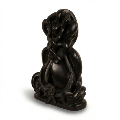 Shree Ganesha Abstract Sitting Idol– Khiching Black Granite Sustainable Spiritual Sculpture for Vastu, Zen Decor & Luxury Interiors | Indie Kaarigari Hand-Carved