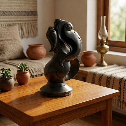 Hand-Carved Arch Abstract Ganesha – Premium Khiching Black Granite Sustainable Idol for Luxury Vastu & Modern Minimalist Altars | Indie Kaarigari Hand-Carved "Sattva: Sacred"