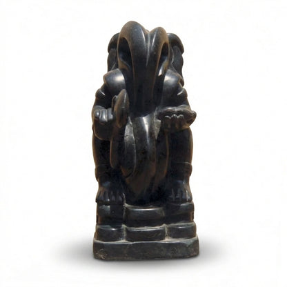 Standing Abstract Ganesha – Premium Khiching Black Granite Sustainable Idol for Modern Vastu & Luxury Devotional Spaces | Indie Kaarigari Hand-Carved "Sattva: Sacred"