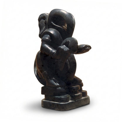 Standing Abstract Ganesha – Premium Khiching Black Granite Sustainable Idol for Modern Vastu & Luxury Devotional Spaces | Indie Kaarigari Hand-Carved "Sattva: Sacred"