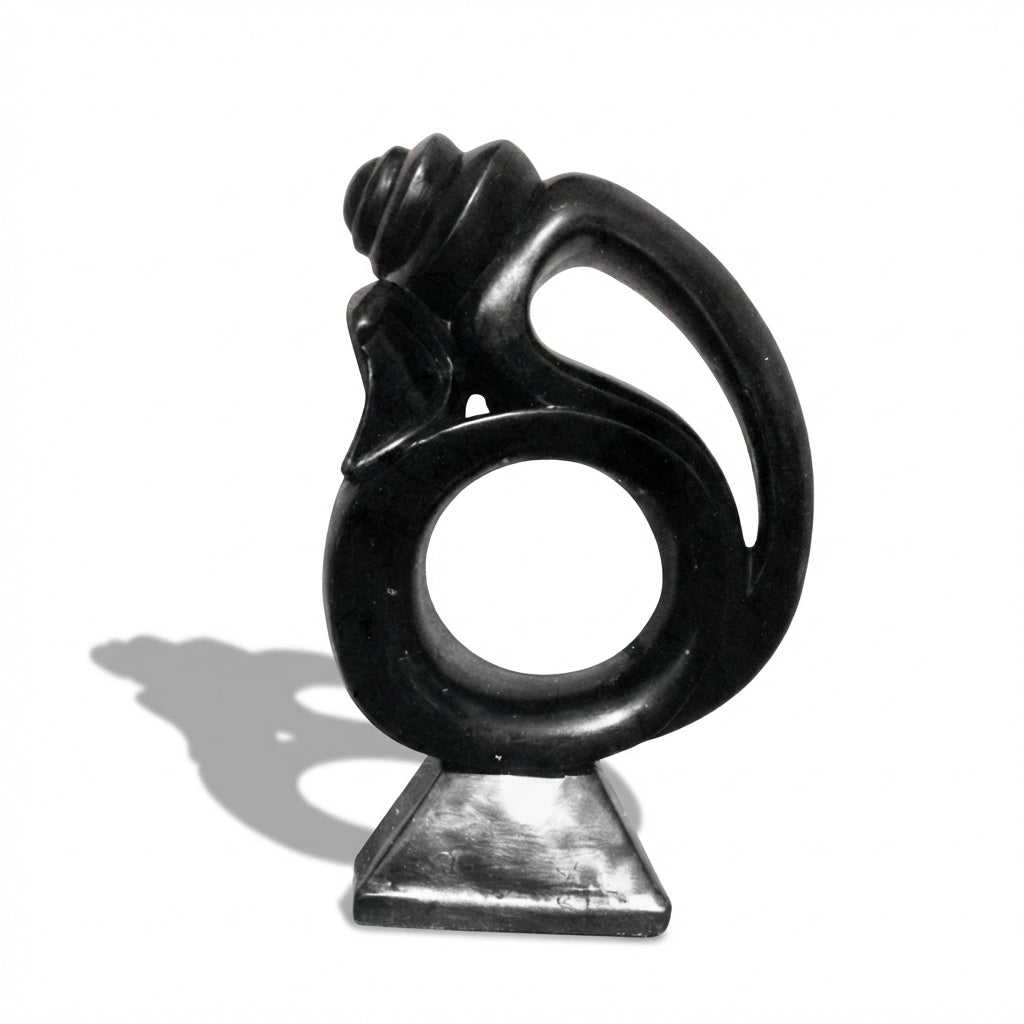 Abstract Shankh Ganesha Khiching Granite Statue | Vastu-Compliant Sacred Stone Art | Indie Kaarigari Hand-Carved "Sattva: Sacred"