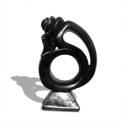 Abstract Shankh Ganesha Khiching Granite Statue | Vastu-Compliant Sacred Stone Art | Indie Kaarigari Hand-Carved "Sattva: Sacred"