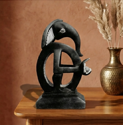 Abstract Infinity Ganesha Hand-Carved idol – Premium Khiching Black Granite Sustainable Idol for Luxury Vastu & Modern Living | Indie Kaarigari "Sattva: Sacred"