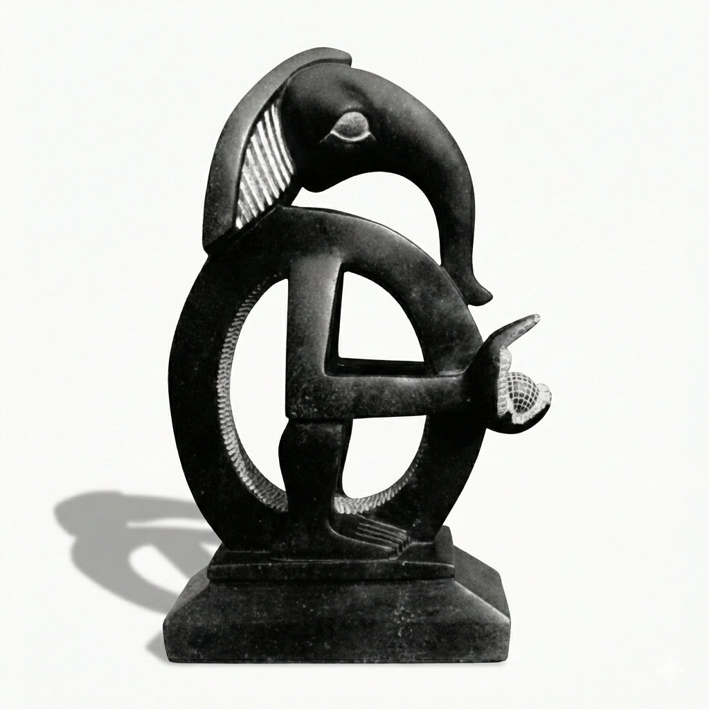 Abstract Infinity Ganesha Hand-Carved idol – Premium Khiching Black Granite Sustainable Idol for Luxury Vastu & Modern Living | Indie Kaarigari "Sattva: Sacred"