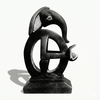 Abstract Infinity Ganesha Hand-Carved idol – Premium Khiching Black Granite Sustainable Idol for Luxury Vastu & Modern Living | Indie Kaarigari "Sattva: Sacred"