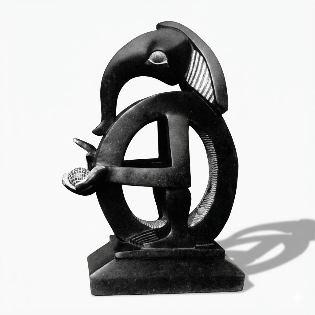 Abstract Infinity Ganesha Hand-Carved idol – Premium Khiching Black Granite Sustainable Idol for Luxury Vastu & Modern Living | Indie Kaarigari "Sattva: Sacred"