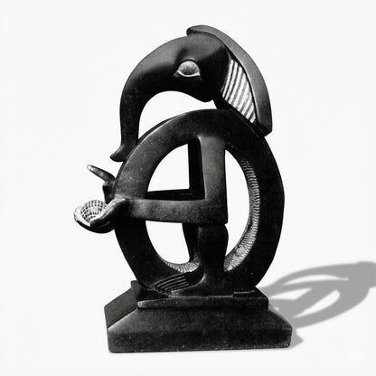 Abstract Infinity Ganesha Hand-Carved idol – Premium Khiching Black Granite Sustainable Idol for Luxury Vastu & Modern Living | Indie Kaarigari "Sattva: Sacred"