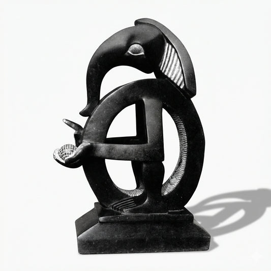 Abstract Infinity Ganesha Hand-Carved idol – Premium Khiching Black Granite Sustainable Idol for Luxury Vastu & Modern Living | Indie Kaarigari "Sattva: Sacred"