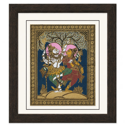 Shiva–Parvati Nritya: Hand-Carved Artwork Using Natural Pigments On Palm-Leaf