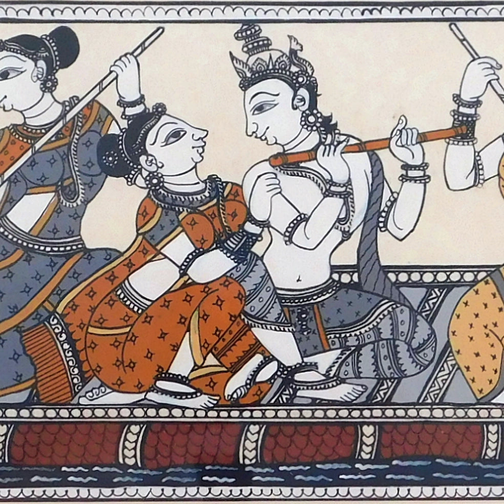 Shri Radha-Krishna Nauka-vihar Pattachitra Painting
