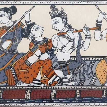 Shri Radha-Krishna Nauka-vihar Pattachitra Painting