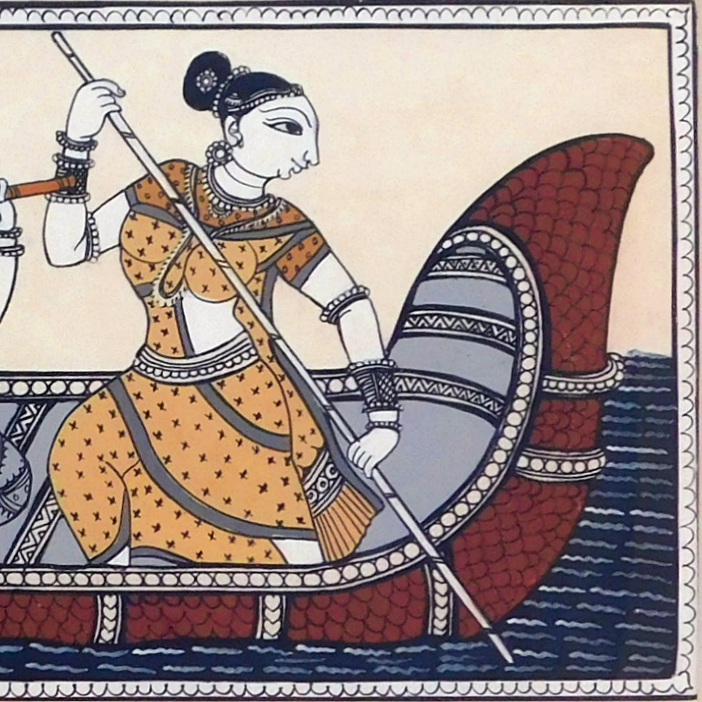 Shri Radha-Krishna Nauka-vihar Pattachitra Painting