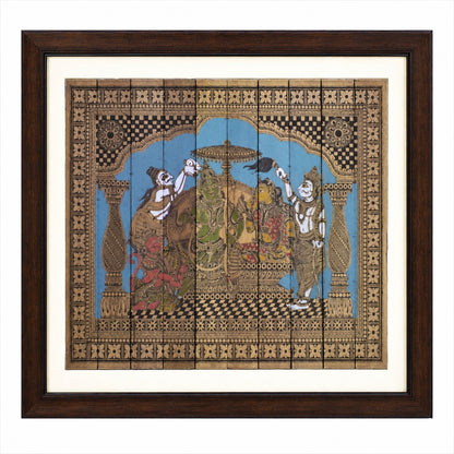 Rama Darbar —  Hand-Carved Artwork Using Natural Pigments On Palm-Leaf