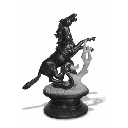 Wild Gallop: The Stallion | Horse & Coiled Serpent Granite Sculpture | Indie Kaarigari Hand-Carved "Sattva: Sculpt"