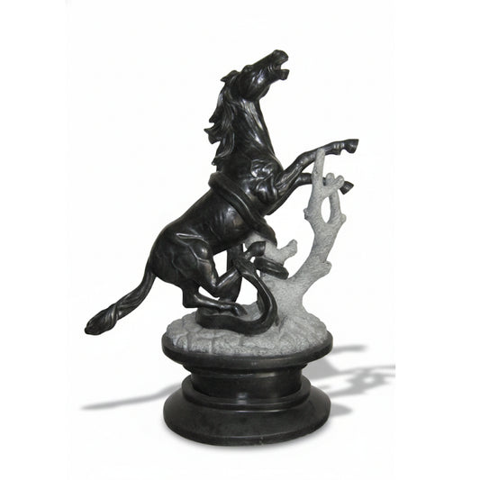 Wild Gallop: The Stallion | Horse & Coiled Serpent Granite Sculpture | Indie Kaarigari Hand-Carved "Sattva: Sculpt"