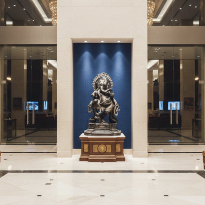 Nritya Ganapati - Black Granite Stone Statue