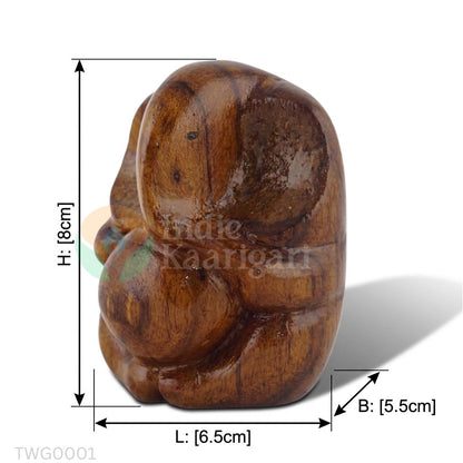 Abstract Wooden Ganesha Statue - Hand-Carved Glossy Deity Idol