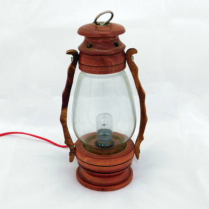Handcrafted Wooden Electric Lantern/lamp with Warm Light