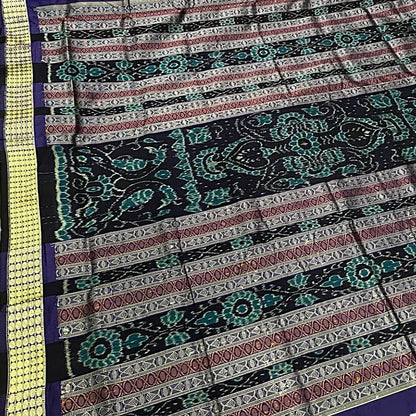 Maroon & Black Bomkai silk saree