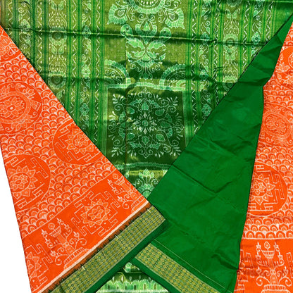 Luxurious Sambalpuri Silk Saree with Tissue Aanchal & Border
