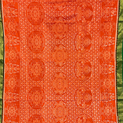 Luxurious Sambalpuri Silk Saree with Tissue Aanchal & Border